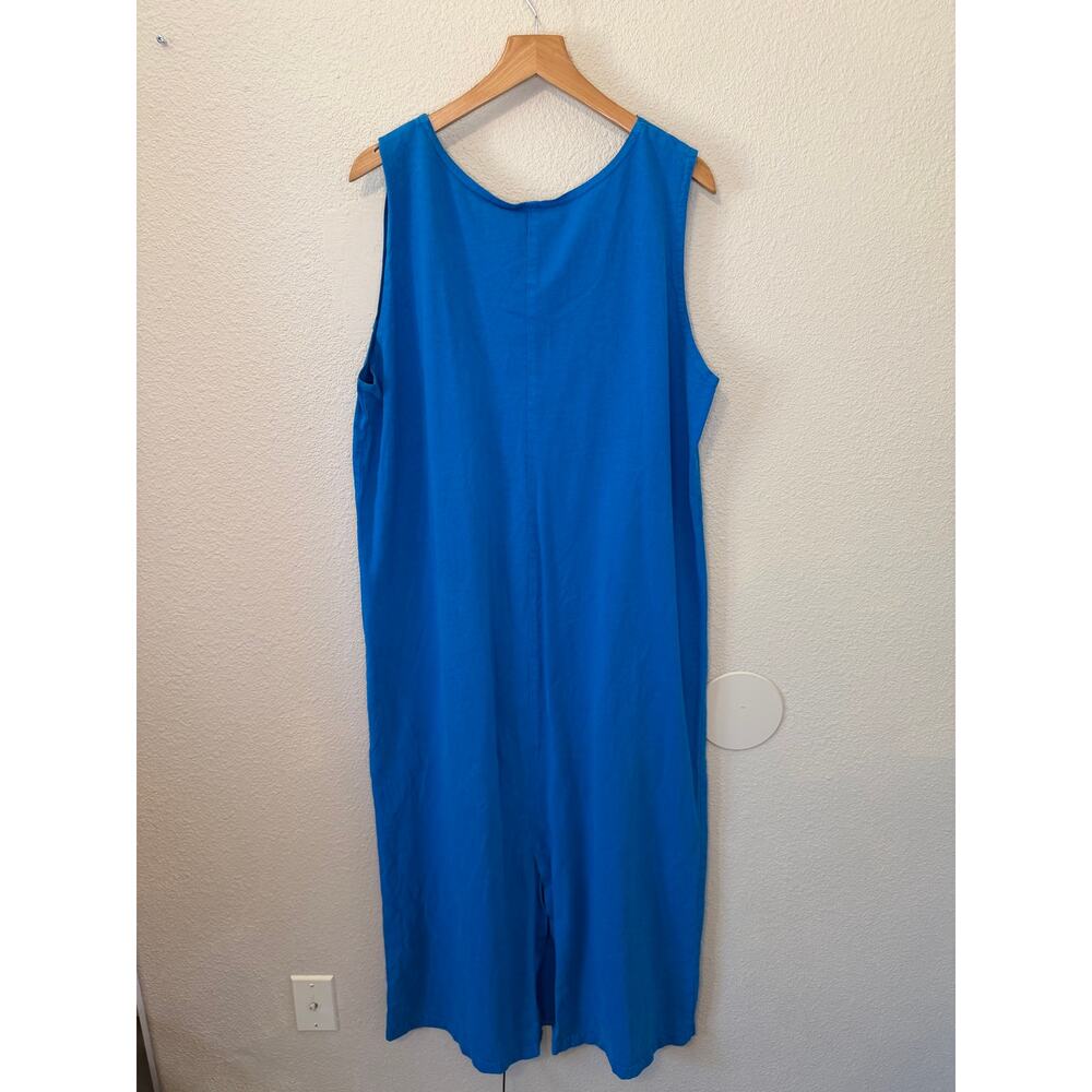 VTG Cactus California Boho 90’s Blue Palm Graphic Maxi Sleeveless Shirt Dress XL - Picture 7 of 11
